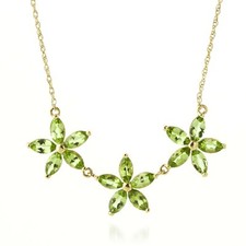 14K. SOLID GOLD NECKLACE WITH NATURAL PERIDOTS Yellow Gold 
