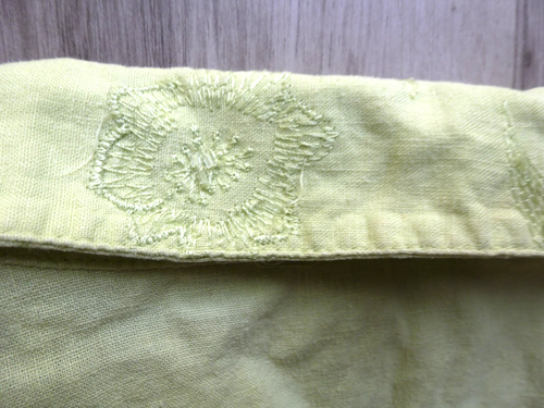 Larry Levine Linen Rayon Sleeveless Top M Green Embroidered Collar Rhinestones - Picture 5 of 15