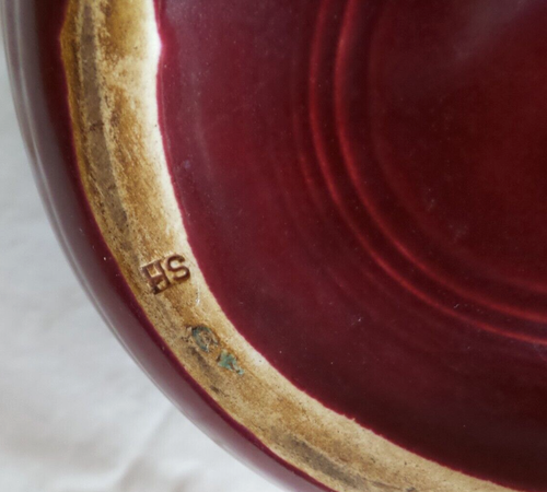 RARE ANTIQUE HOMER LAUGHLIN MAROON SERVICE JUG STAMPED HS - Picture 6 of 6