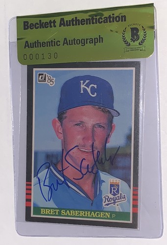 Tarjeta de novato Bret Saberhagen 1985 firmada donruss realeza béisbol beckett certificado de autenticidad - Imagen 7 de 12