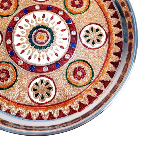 Pooja Plate | Aarti Thali - Flower Design - For Ganesh Pooja, Diwali,Karwa Chuth - Picture 5 of 6