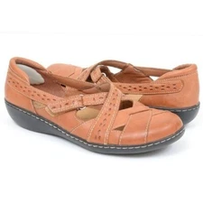 Clarks Ashland Spin Q Clog Brown Leather Slip-resistant Women's 10N