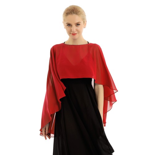 YiZYiF Women Bridal Chiffon High Low Shrug Wedding Shawl Wrap Cover Ups Bolero - Bild 7 von 149