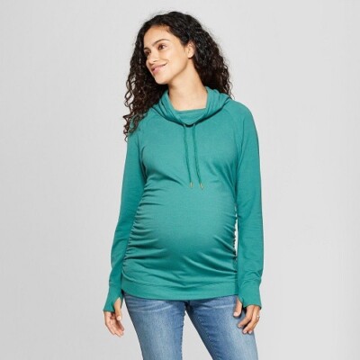 Maternity Cowl Neck Sweatshirt - Isabel Maternity by Ingrid u0026amp; Isabel  Green XS | eBay
