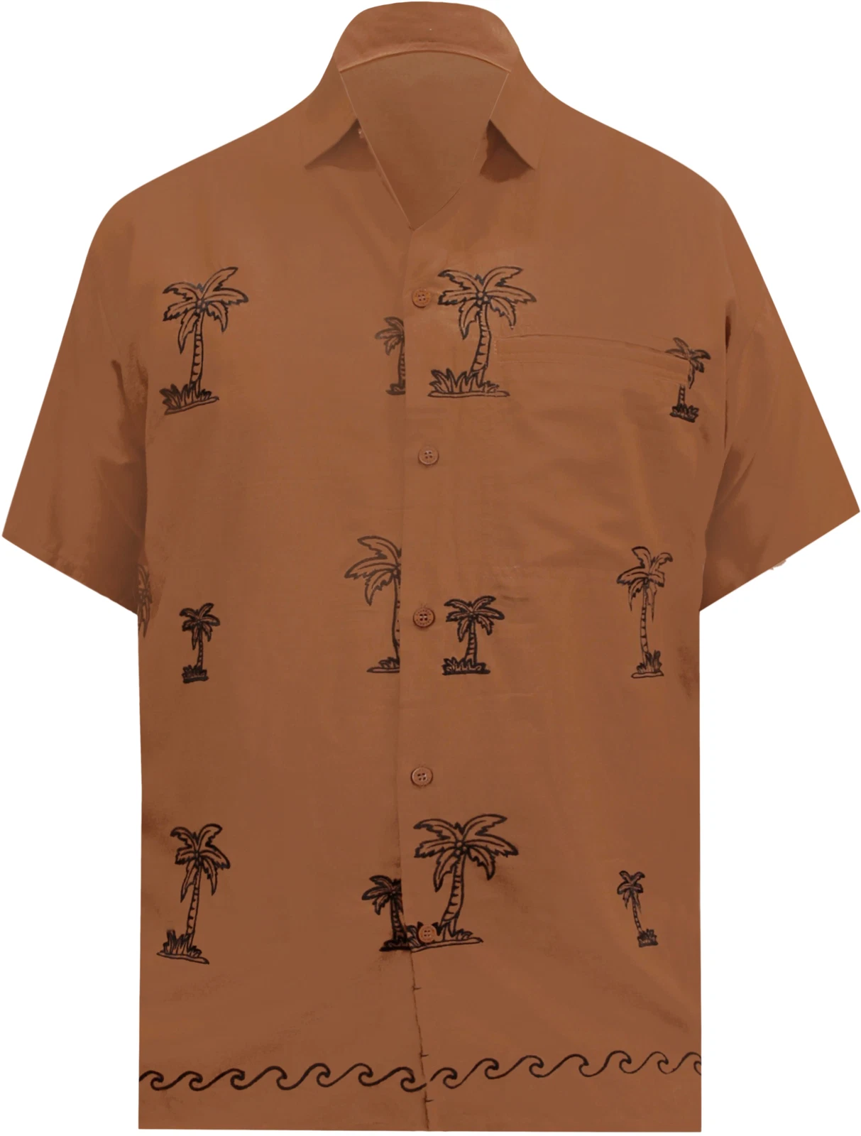 LA LEELA Men's Camp Hawaiian Shirt Short Sleeve Front Pocket Shirt XS Brown_W813