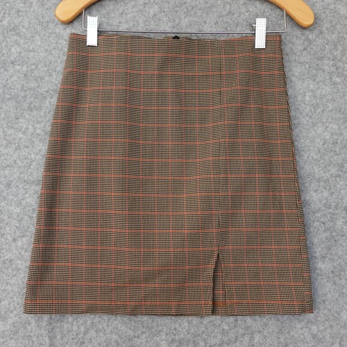 Windowpane Houndstooth Slit Skirt Medium Beige Mini Stretch Y2K Academia HAVE - Picture 1 of 10