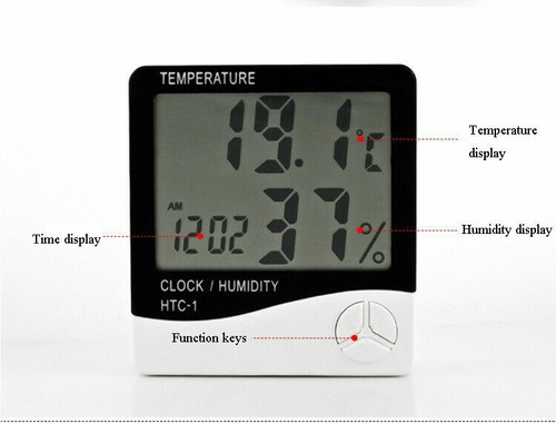 Digital LCD Temperatur Hygrometer Hygrometer Wecker Wetterstation - Bild 1 von 7