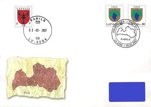 Latvia 2007 (03) Coat of Arms - Staicele, Sabile, Vecumnieki (addressed FDC) - Picture 3 of 4