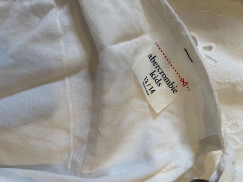 NUEVO SIN ETIQUETAS Niñas Abercrombie Blanco Ojales Botón Delantero Vestido Sin Mangas 13 14 - Imagen 4 de 5