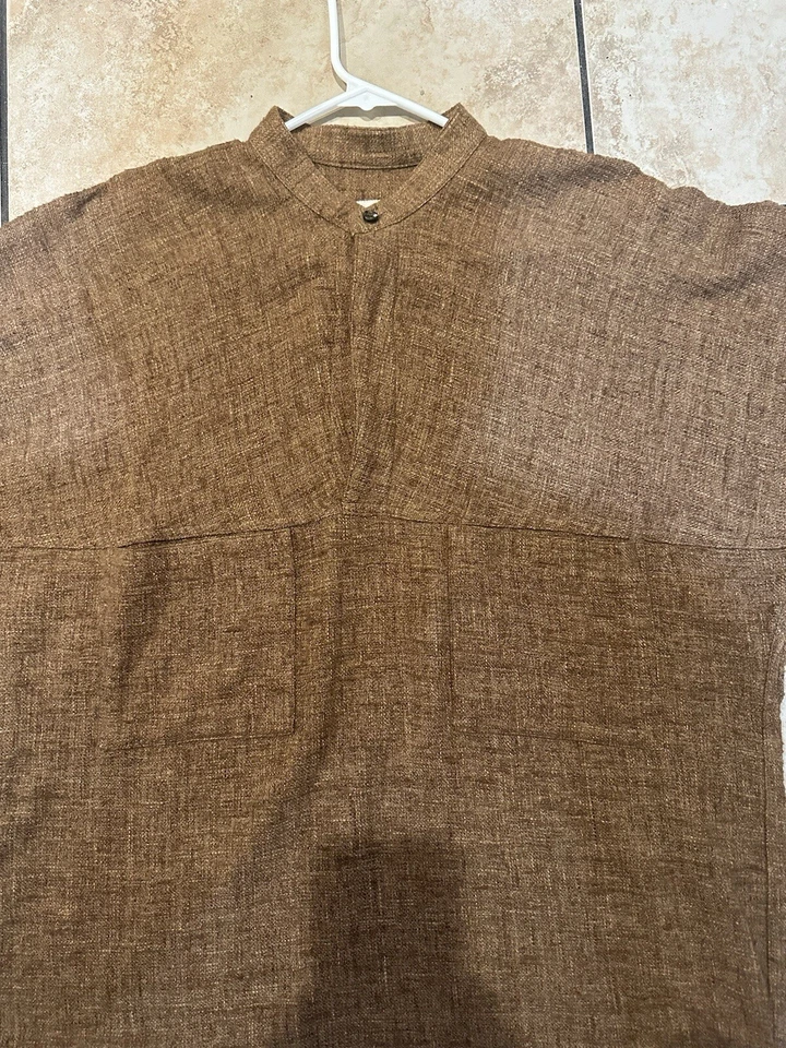 CAMISA ISSEY MIYAKE PLANTATION MARRÓN HENLEY 2 BOLSILLOS TALLA MEDIANA HECHA EN JAPÓN Foto 3 de 4