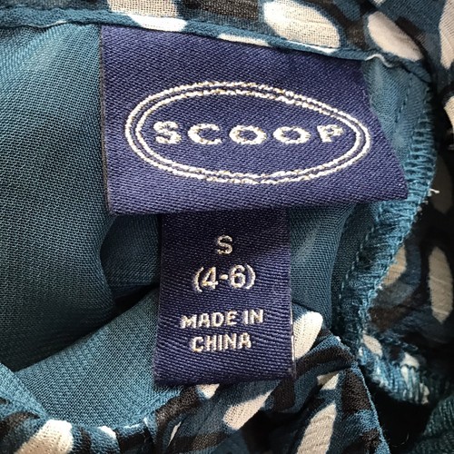 Scoop Midi Dress Womens S (4-6) Blue White Blouson Long Sleeve Neck Tie NWT - Picture 9 of 21