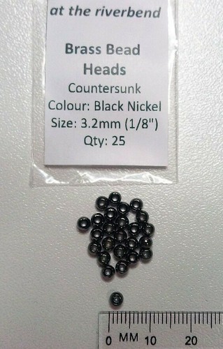 Black Nickel Cyclops Brass Bead Heads in 2.4, 2.8, 3.2 & 3.8mm for Fly Tying - Picture 4 of 5