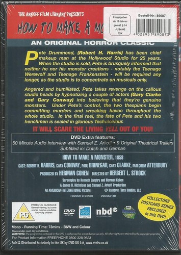 How to Make a Monster - The Arkoff Film Libary- DVD Neu! - Picture 2 of 2