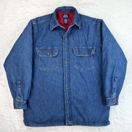 Vintage Fleece Denim Shirt Shacket Men's MEDIUM Blue High Sierra Thick Overshirt