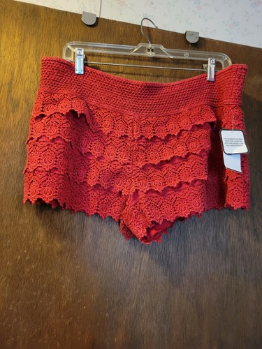 Hippie Laundry Lace Mini Skort XL Burgundy - Picture 1 of 3