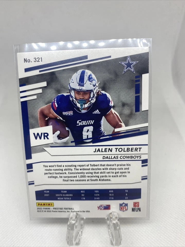 Jalen Tolbert 2022 Panini Prestige Xtra Points Diamonds RC Dallas Cowboys #321 - Image 2 of 2
