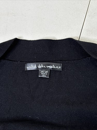 United States Sweaters Womens Plus Size 26/28 (3X) Black Open Front Cardigan - Picture 9 of 11