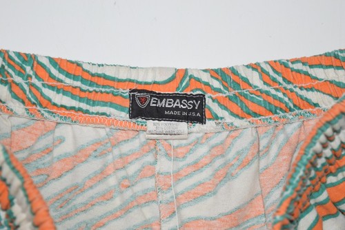 Vintage Miami Shorts Mens M Zubaz Style Tiger Stripe Orange Dolphins 90s USA - Picture 5 of 8