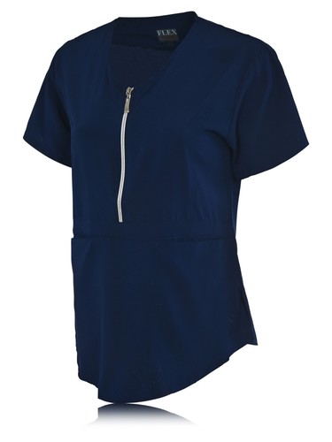 JEFFRICO Scrubs For Women Short Sleeve Zipper Front V-Neck Top 2 Pockets - Picture 17 of 28