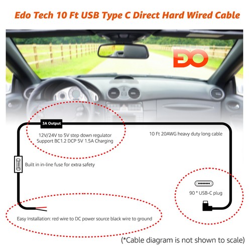 Caricabatterie auto filo rigido USB-C per Garmin DriveSmart 66 76 86 RV 795 Dezl OTR710 - Foto 5 di 6