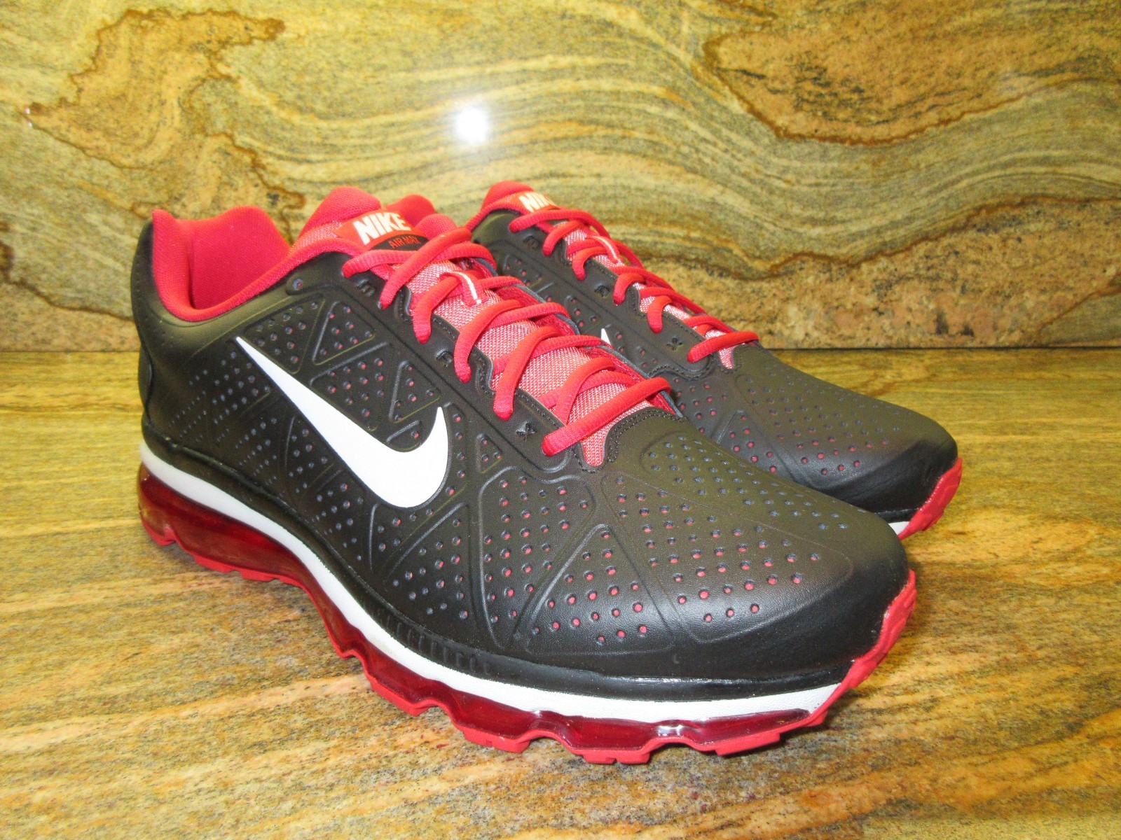 Nike Air Max+ 2011 Leather SZ 15 Black Grey Sport Red OG LEA Lab SP 456325-016 Nike Air Max+ 2011 Leather SZ 15 Black Grey Sport Red OG LEA Lab SP 456325-016