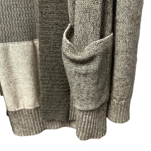 AllSaints Taupe Grey Mohair Wool Blend Open Knit Air Cardigan Sweater US 10 - Picture 6 of 7