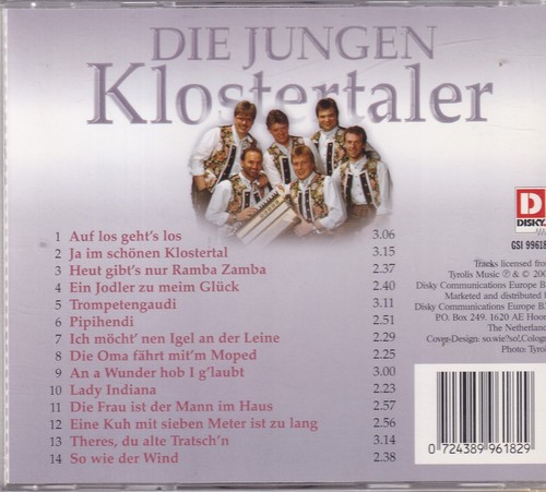 Die jungen Klostertaler - Auf los gehts los - CD-292- nahezu neuwertig - Bild 2 von 2