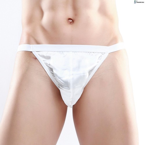 Nuevo con etiquetas Un par de bikinis sexy de seda natural para hombre calzoncillos de cuerda baja - Imagen 10 de 14