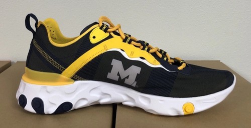 Nike React Element 55 Michigan Wolverines Shoes CK4846 400 Size 10.5 NEW W/Box - Picture 4 of 10