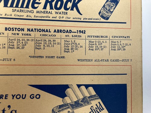 1942 Paul Waner 3000 Hit Program Boston Braves Field vs Pittsburgh Pirates⚾️ - Bild 9 von 15
