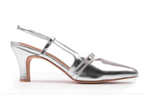Where's That From Silver On Point Wide Fit Slingback Sandals UK8 - Picture 3 of 3