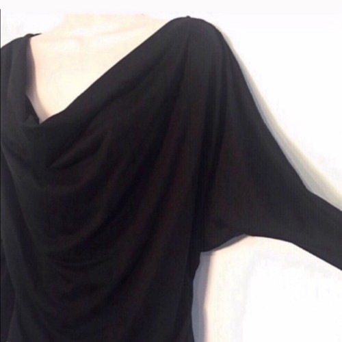 French Connection Batwing Cowl Neck 3/4 Sleeve Top Black Extra Small - Picture 5 of 10
