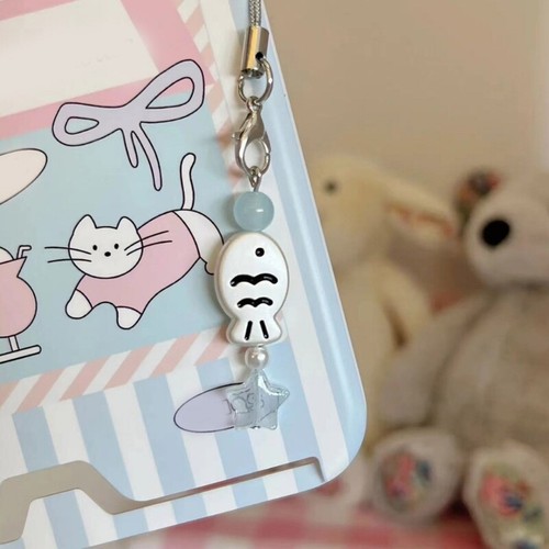 Elegant Bead Snapper Fish Phone Pendant Bag Charm Stylish Keyring Bag Accessory - Zdjęcie 6 z 8