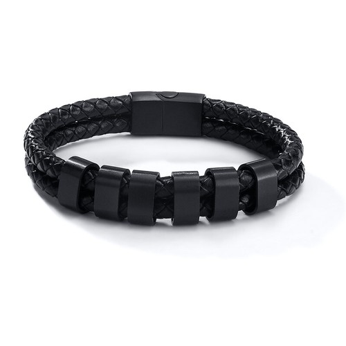 Mens Personalised Leather Bracelet with Hand Stamped Name Beads - Free Delivery - Picture 17 of 20