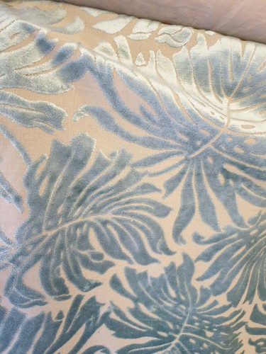 Upholstery valvet fabric Colours turquois Blue Beige Floral Design topquality - Foto 7 di 7