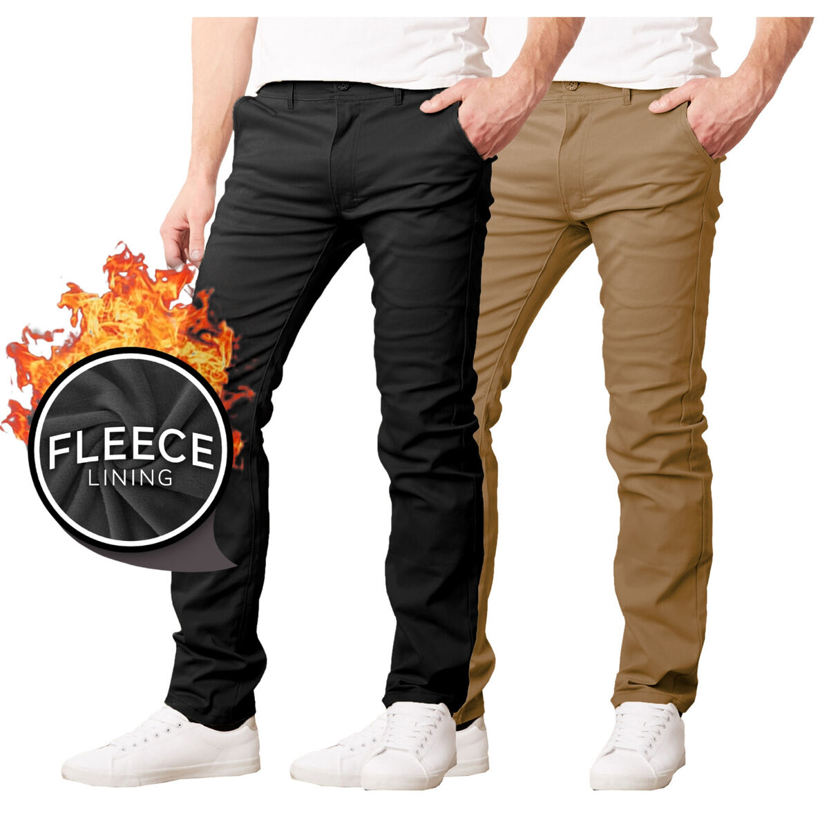 Mens Heavyweight Fleece-Lined Stretch Chino Uniform Work