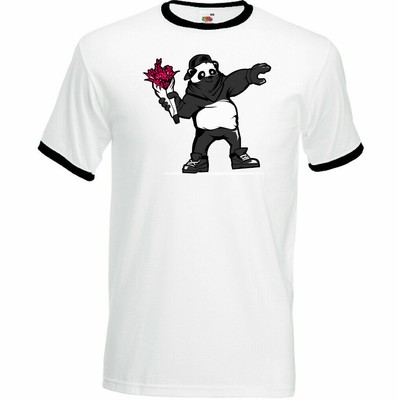 Pandalism Panda Bear With Flower Grenade Mens Funny Banksy Parody T-Shirt Pandalism Panda Bear With Flower Grenade Mens Funny Banksy Parody T-Shirt