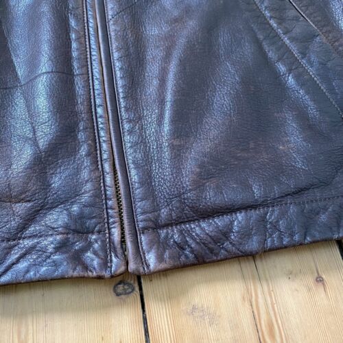 Vintage Timberland Leather Jacket Mens Large Tan Bomber Cowhide Collared Retro - Picture 4 of 24