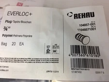 Rehau 104857-001  3/4” plug  EVERLOC+ Polymer plug (bag of 20ea)