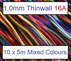 50m Automotive Cable Kit 1mm 16 Amp Car Boat Loom Auto Wire 50 Metres 10 X 5m