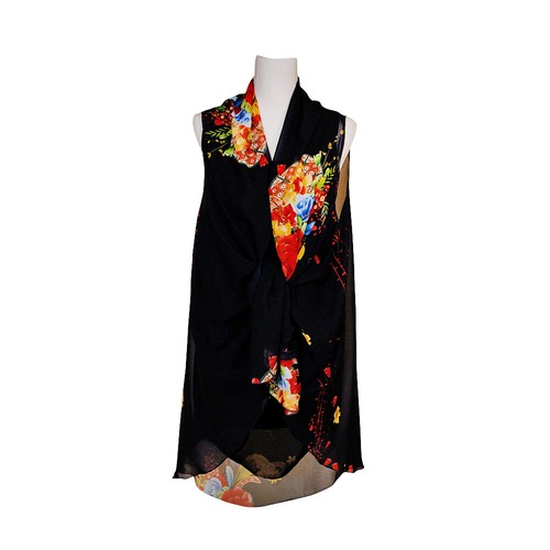 Beach Cover Up Swimwear Kimono Floral Dress | Wear 18 Ways | Navy | One Size - Picture 11 of 12