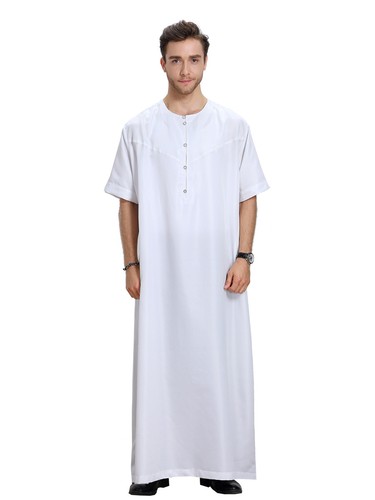 Ramadan Men Saudi Arab Long Kaftan Thobe Jubba Thoub Kaftan Dishdasha Muslim Eid - Picture 12 of 29