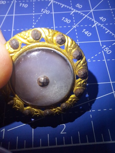 Rare  Victorian Celluloid Antique Button Purple Center Faceted Marcasite Stones - Picture 7 of 9