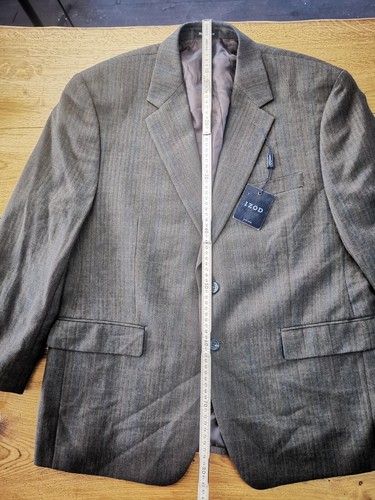 IZOD Men's Wool Blazer Jacket - Brown Herringbone Pattern - Size 44 - 100% Wool - Picture 6 of 15