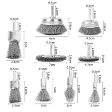 9Pcs Wire Cup/ Wheel/ End Brush Flat Wheel Crew Brush Set Angle Grinder Steel