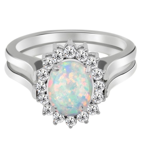 925 Sterling Silver 3.50Ct 100% Natural Opal And White Solitaire Crown Flip Ring - Picture 2 of 9