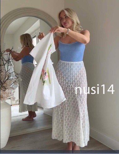 ZARA NUEVA MUJER CINTURA ALTA LARGA ENCAJE FALDA BLANCO TRANSPARENTE S,M,L 5584/466/250 - Imagen 3 de 4