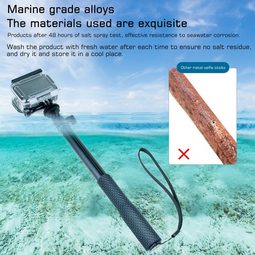 360°Ballhead Underwater Selfie Stick Monopod w Tripod for GoPro 13 12 Insta360 - Picture 8 of 13