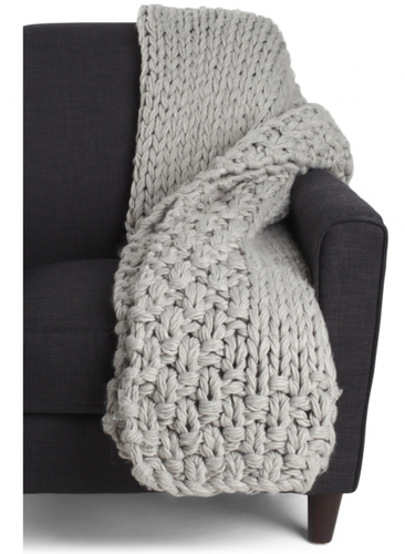 UGG Averil dicke Grobstrick Überwurf Decke Robbe grau schwer gewebt 50x70 NEU - Bild 2 von 11