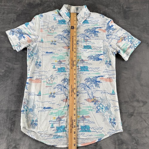 Izod Saltwater Shirt Mens Small Blue Green Floral Beach Short Sleeve Button Down - Picture 3 of 7